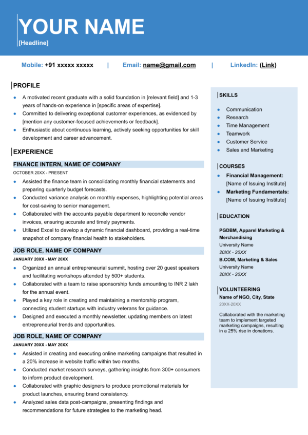 Fresher's Two Columned Resume (Final)-1