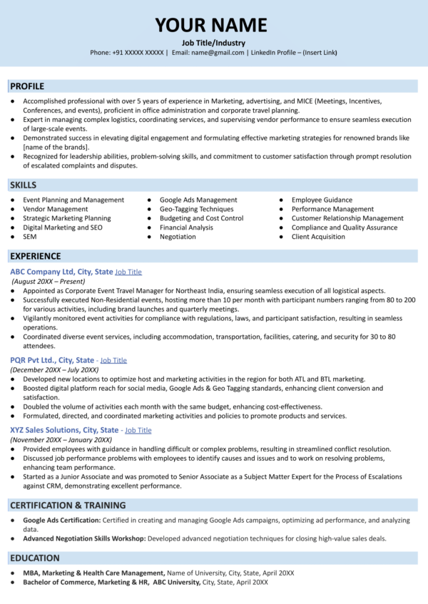 Mid-level Resume (Single Column) (Final)
