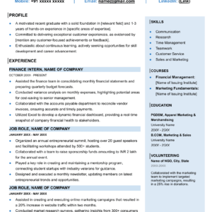 Fresher’s Two-Columned Resume
