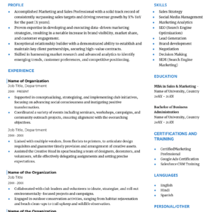 Two-Columned Resume For Mid-Level Professionals