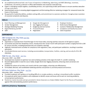 Single-Columned Resume For Mid-level Professionals