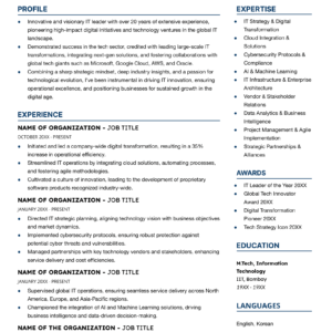 Two-Columned Resume For Experienced Professionals