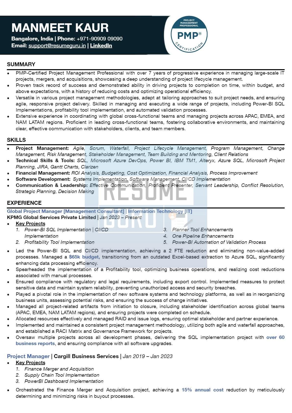 Mid-Level Project Manager Resume Sample_1