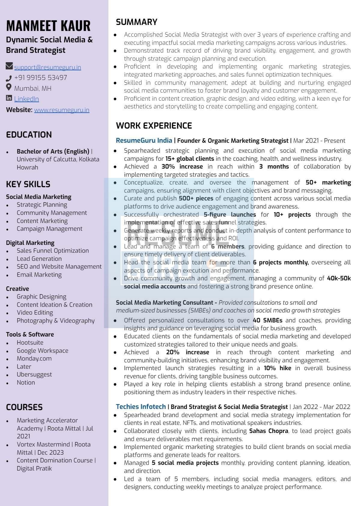 Mid-Level Social Media and Brand Strategist Resume Sample_1