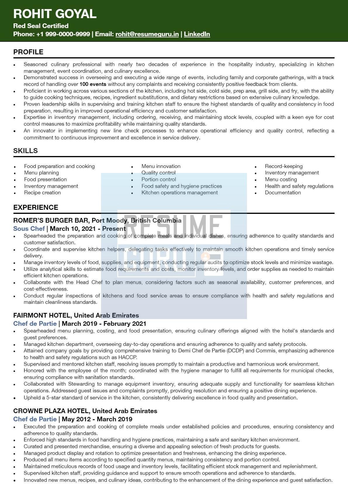 Senior Level International Sous Chef Resume Sample_1