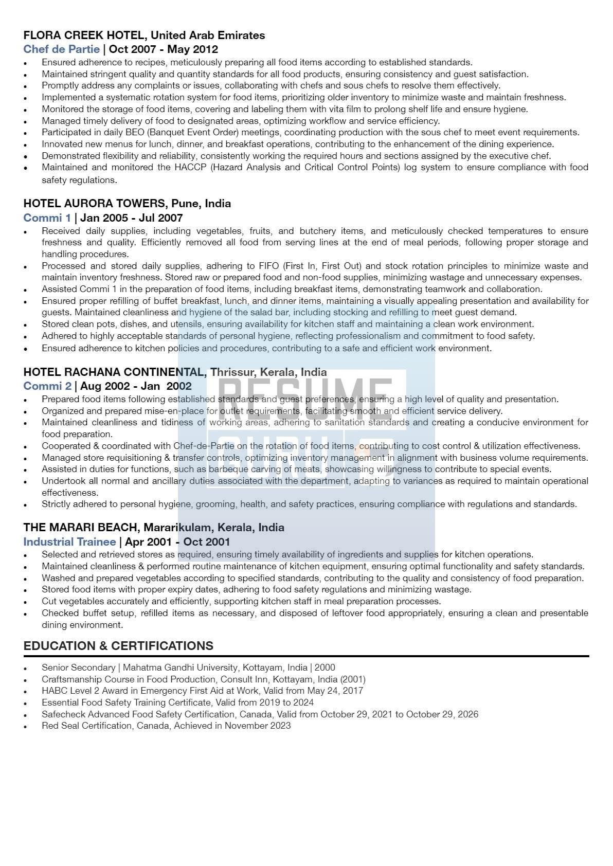 Senior Level International Sous Chef Resume Sample_2
