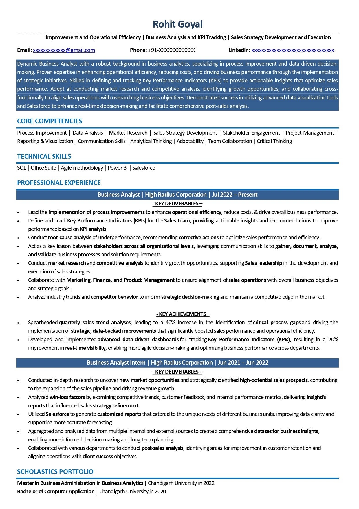 Business Analyst Resume