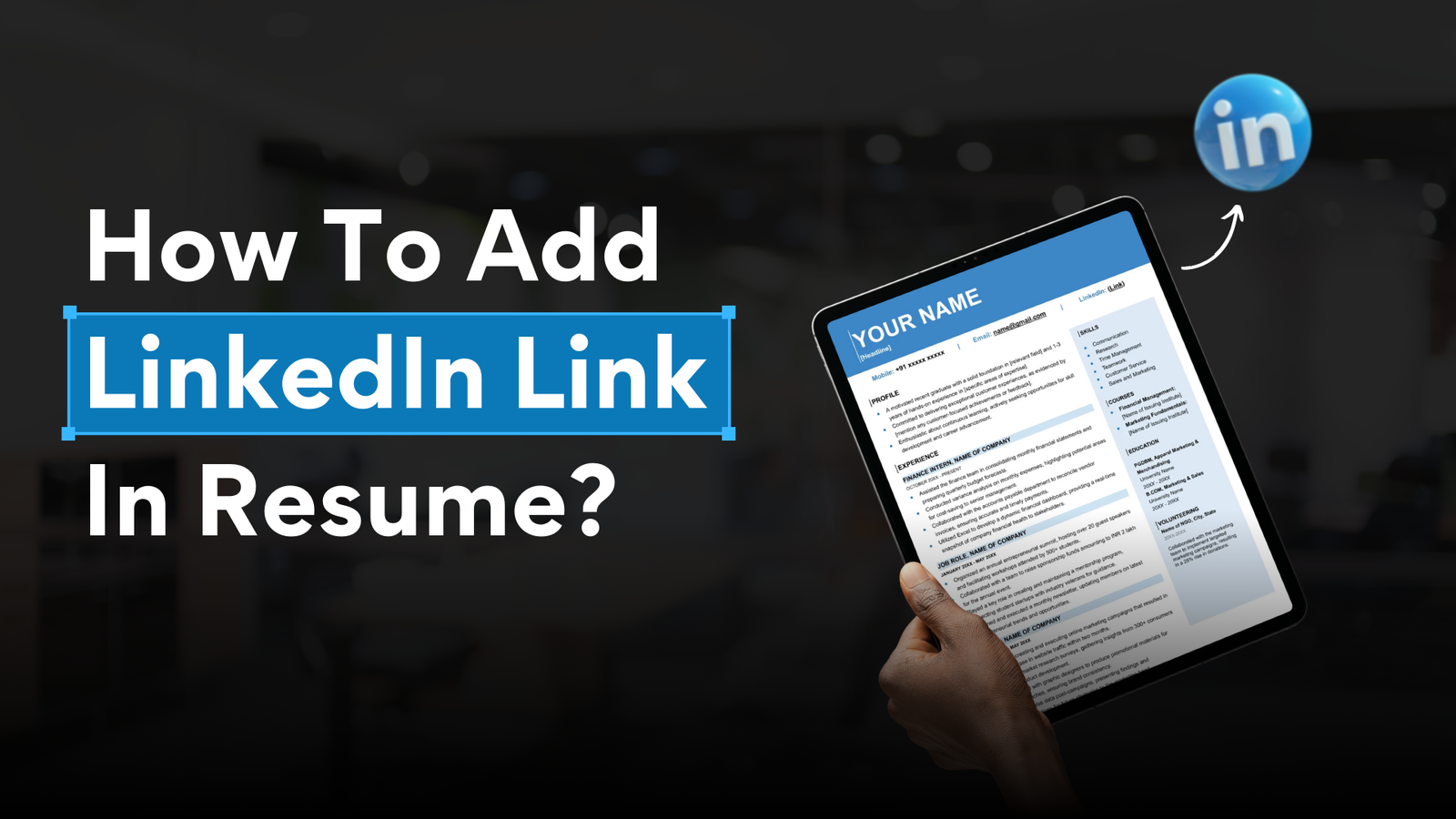 How to ADD LINKEDIN LINK IN RESUME?