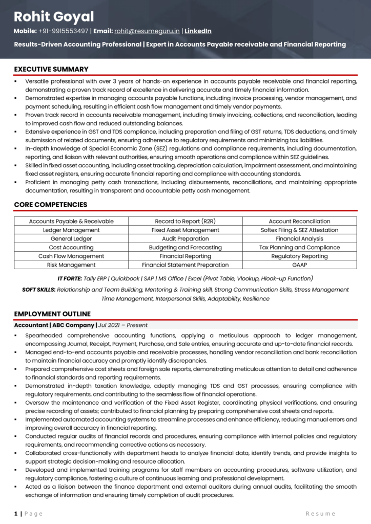 Accountant Resume Sample and Example