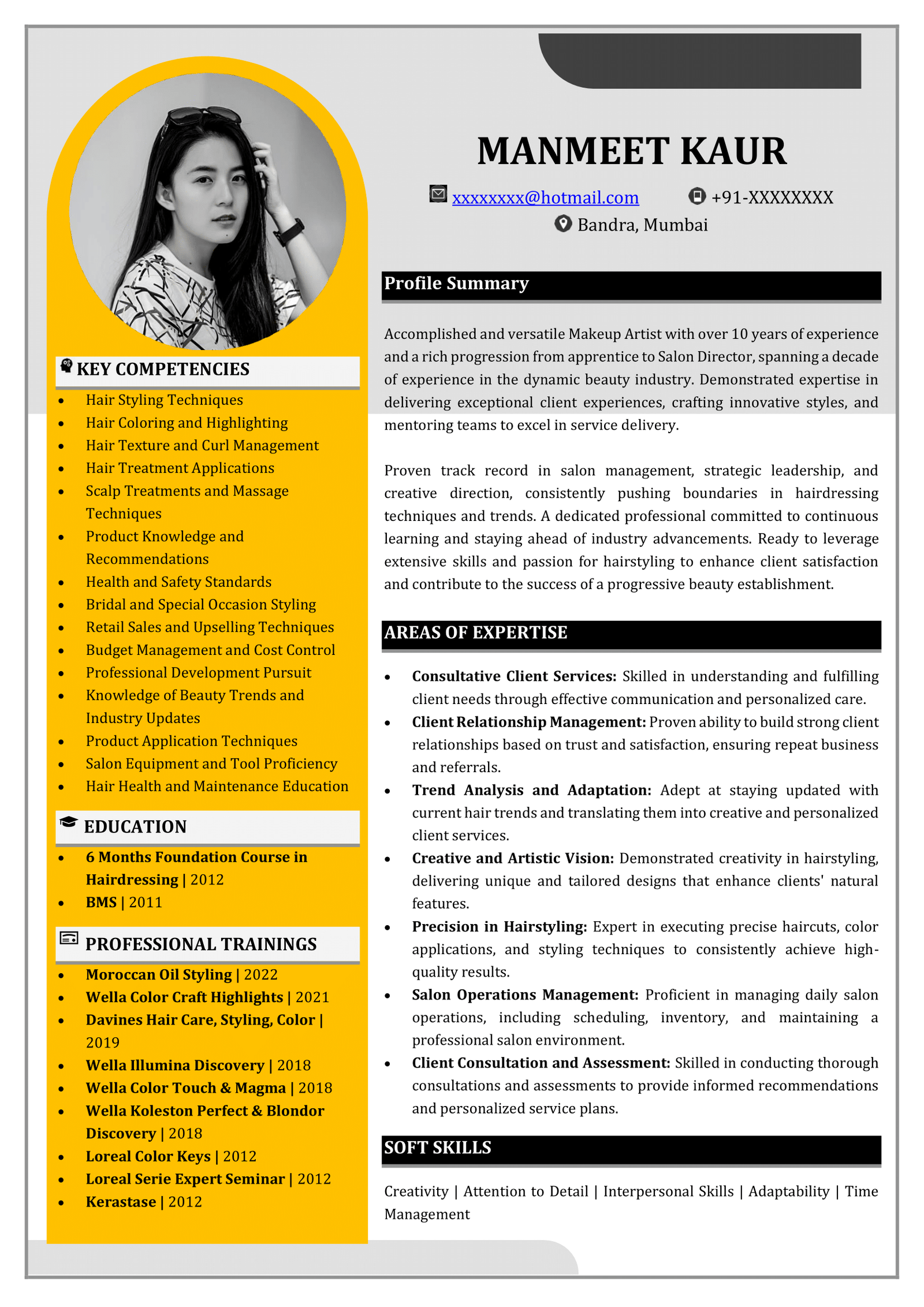 Makeup Artist Resume