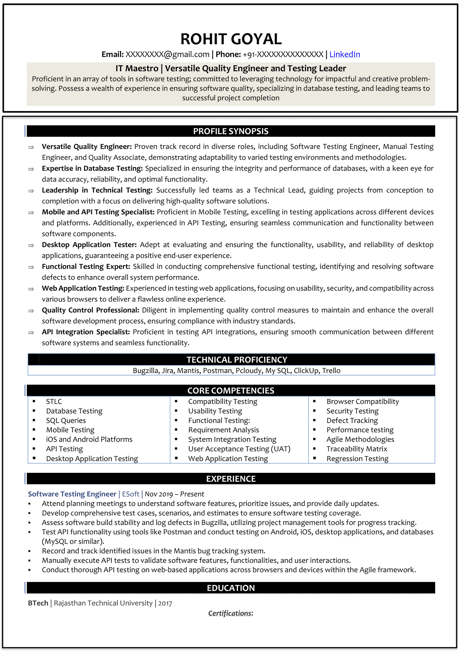 Quality engineer Resume