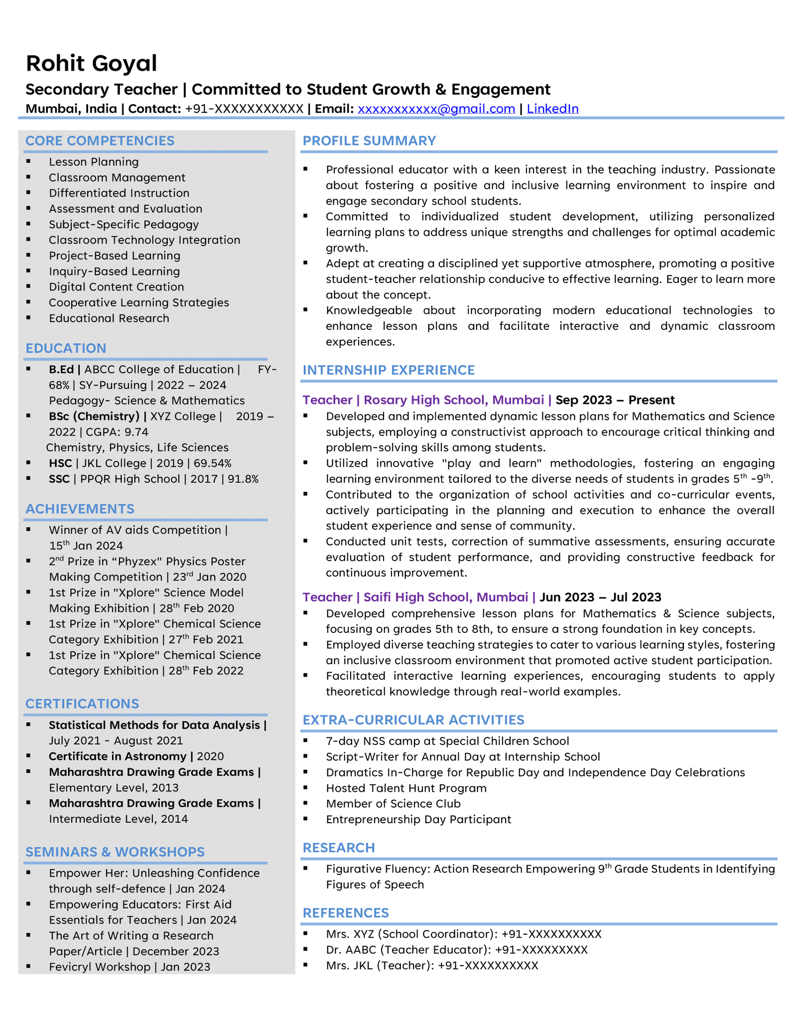 Indian Teacher Resume format