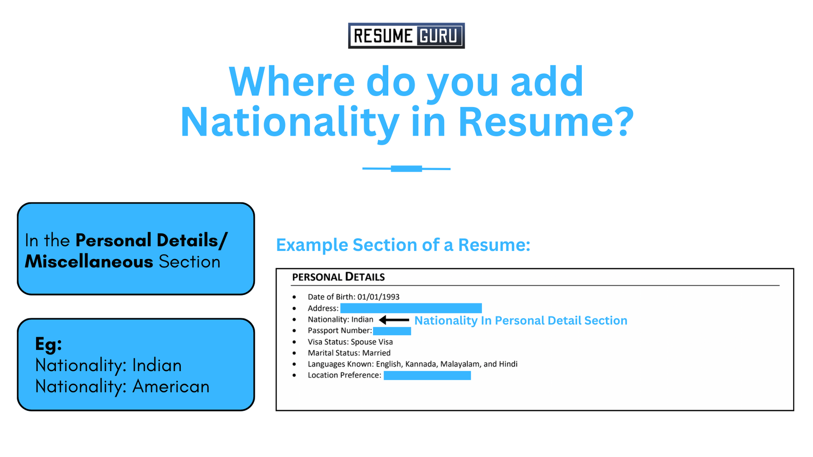 Nationality in resume