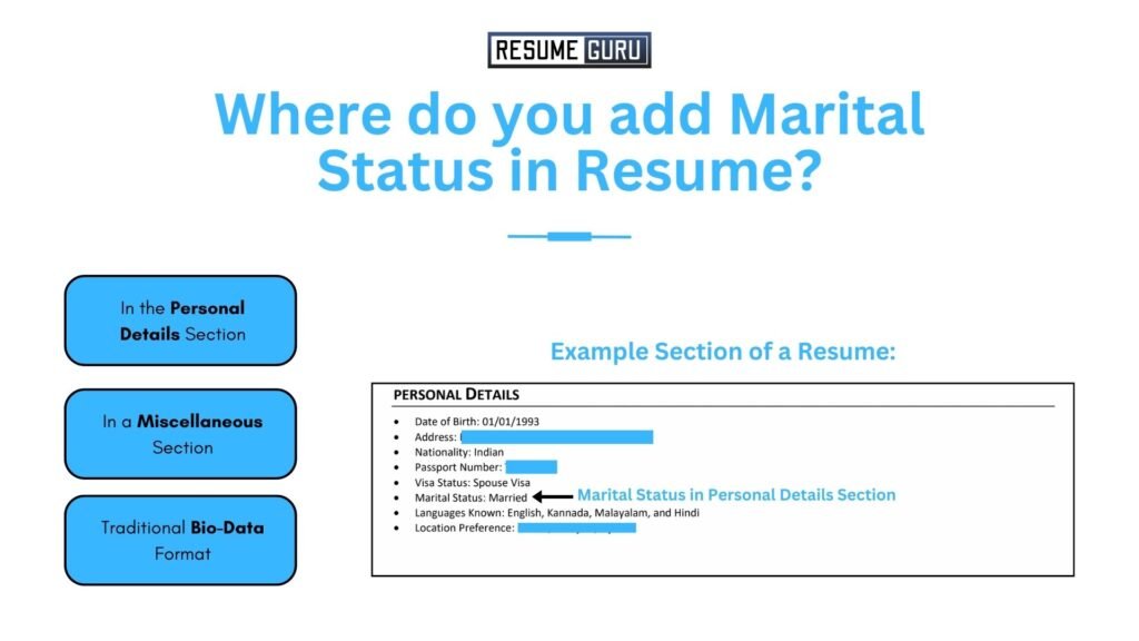 Where do you add Marital Status in Resume?