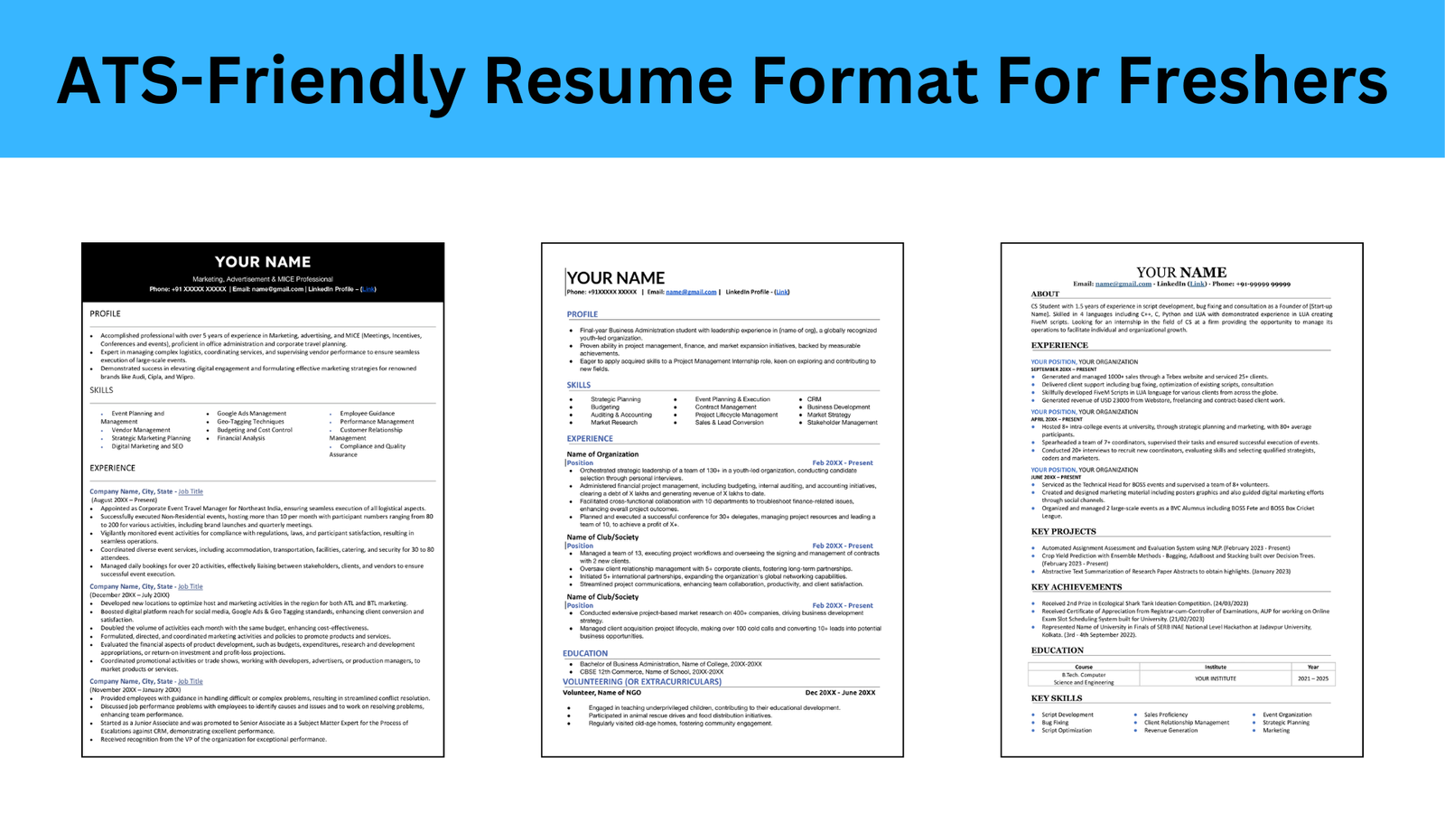 fresher resume format for job interview