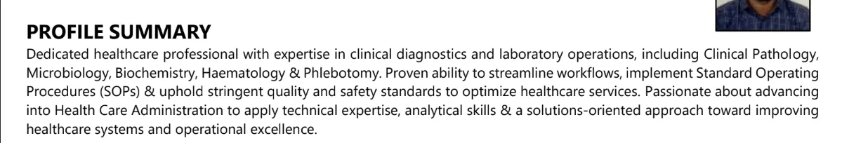 summary in resume for freshers