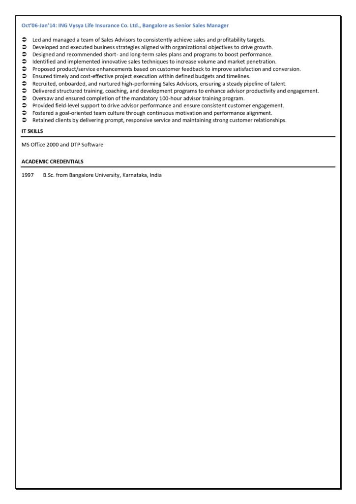 bank branch manager resume sample