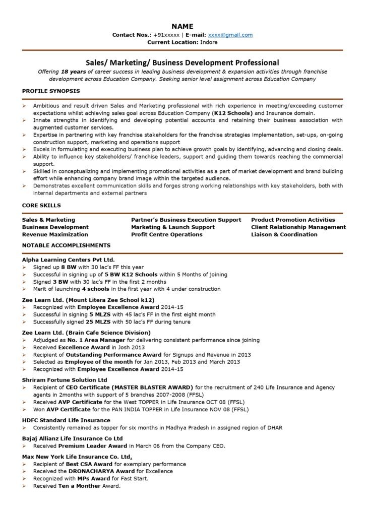 sales executive resume sample