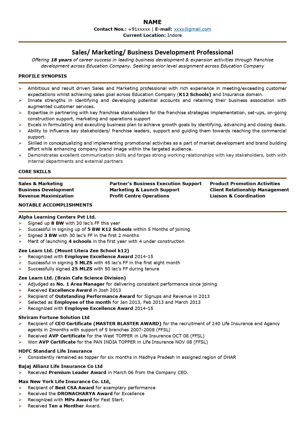 sales executive resume sample