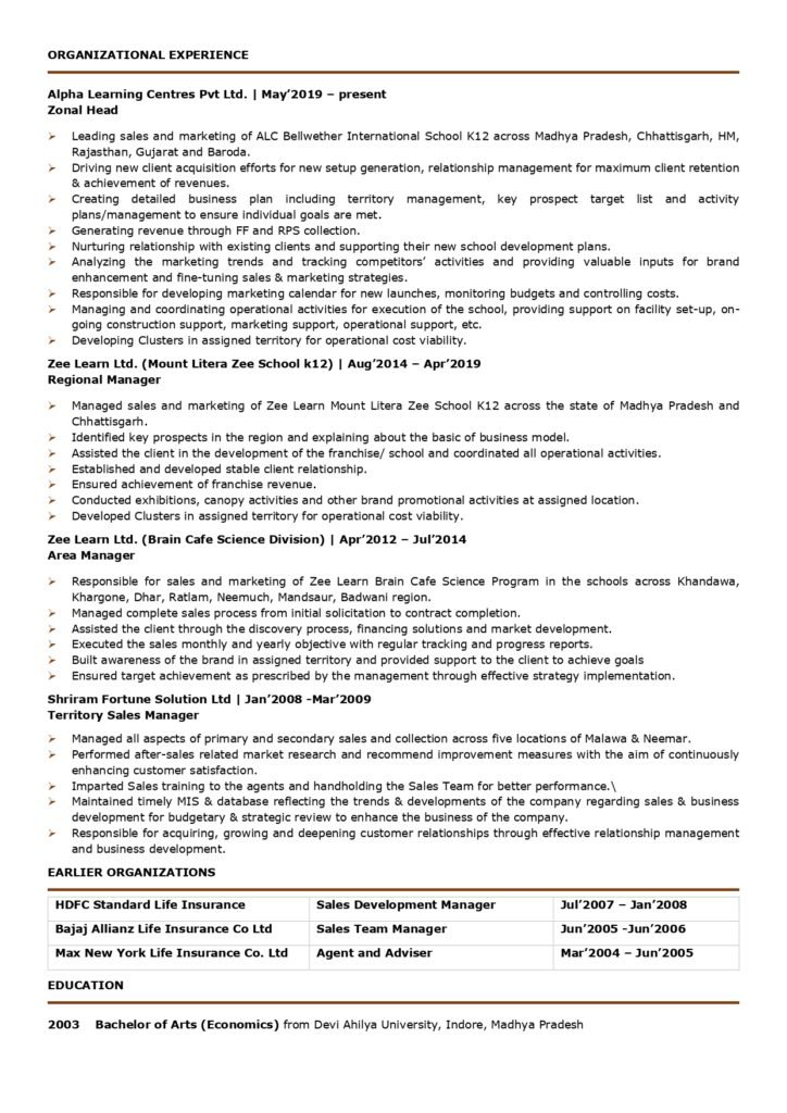 sales executive resume sample