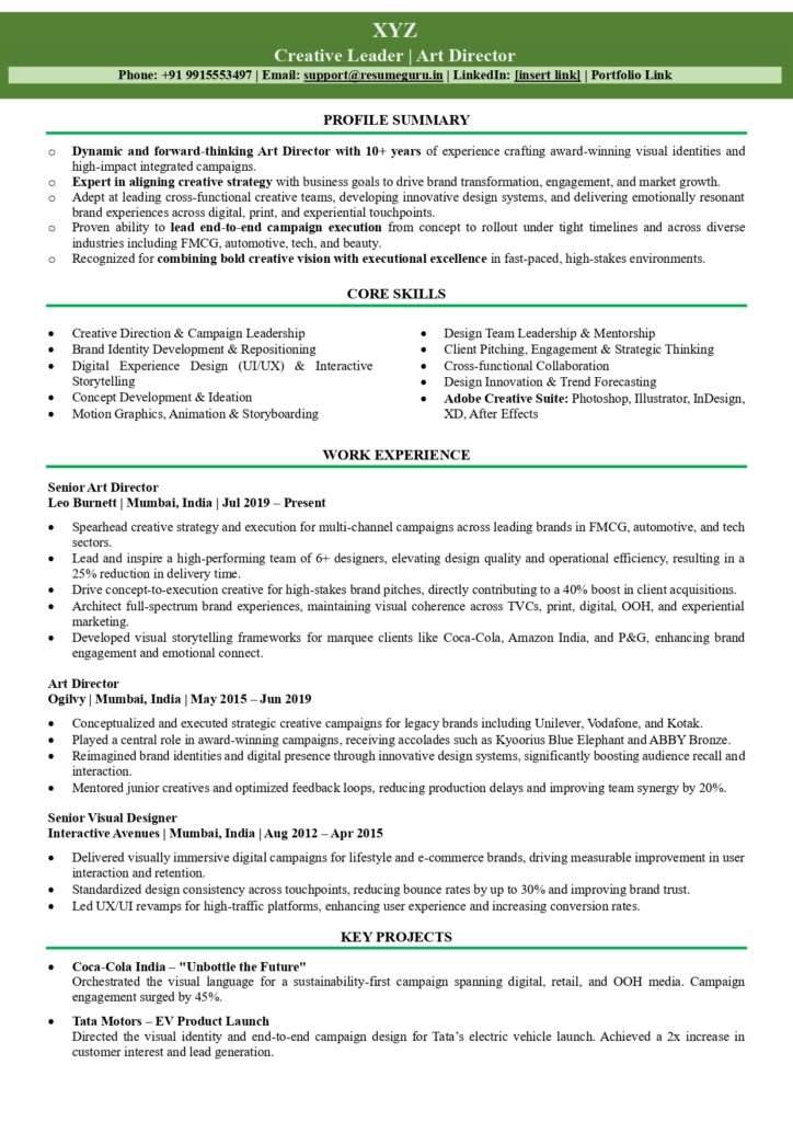 art director resume samples