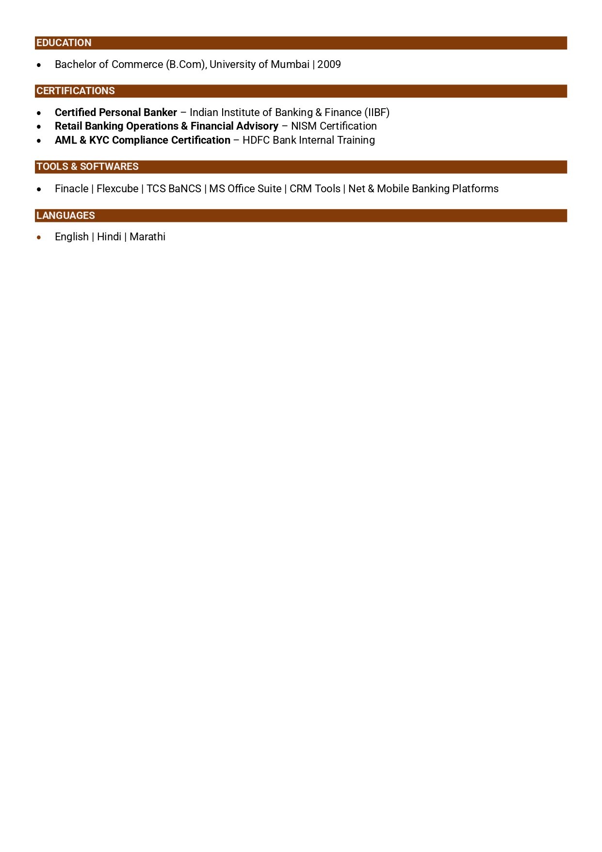 Sample Resume for Bank Jobs With - Experienced Banking Professional Resume Page 0002 