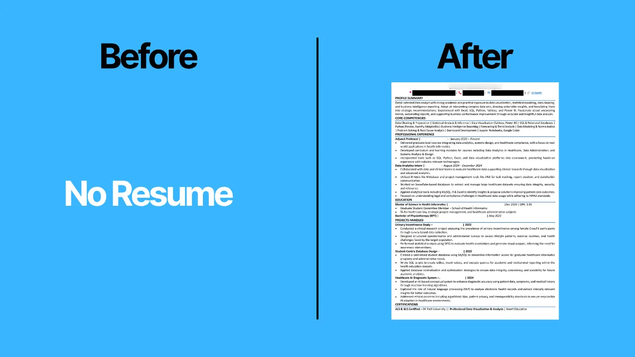 resume writing services, before vs after